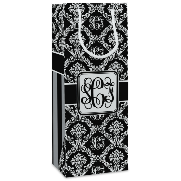 Custom Monogrammed Damask Wine Gift Bags