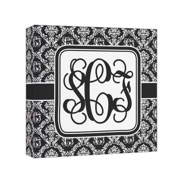 Custom Monogrammed Damask Canvas Print - 8x8