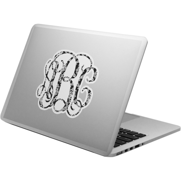 Custom Monogrammed Damask Laptop Decal (Personalized)