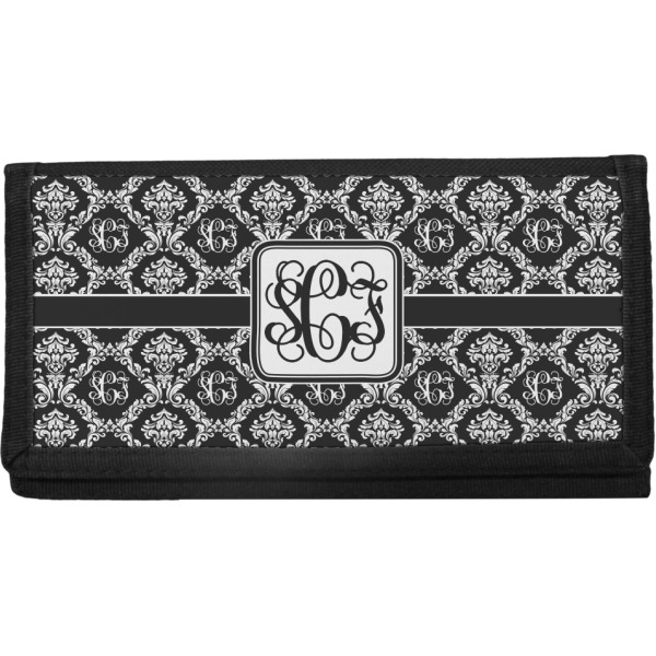 Custom Monogrammed Damask Canvas Checkbook Cover (Personalized)