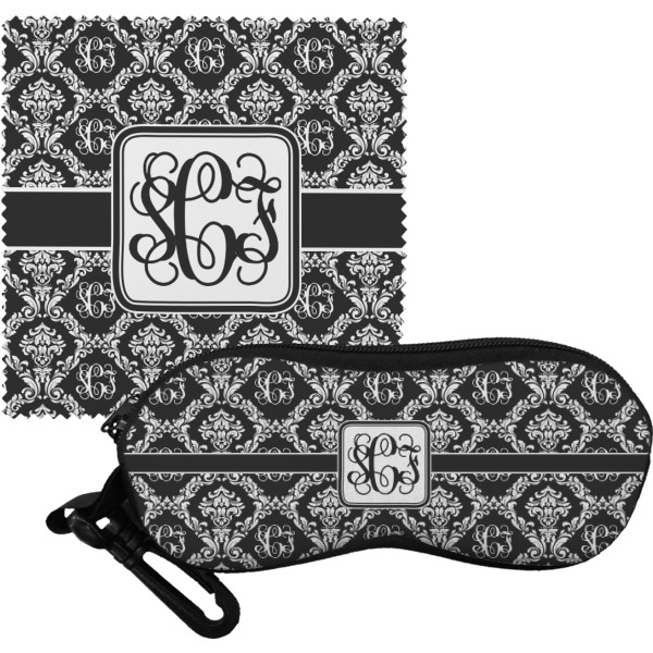 Custom Monogrammed Damask Eyeglass Case & Cloth (Personalized)