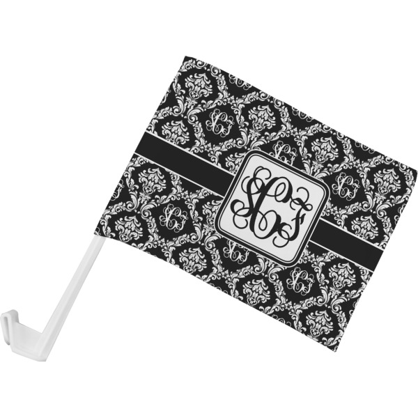 Custom Monogrammed Damask Car Flag - Small