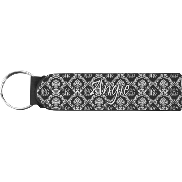 Custom Monogrammed Damask Neoprene Keychain Fob (Personalized)