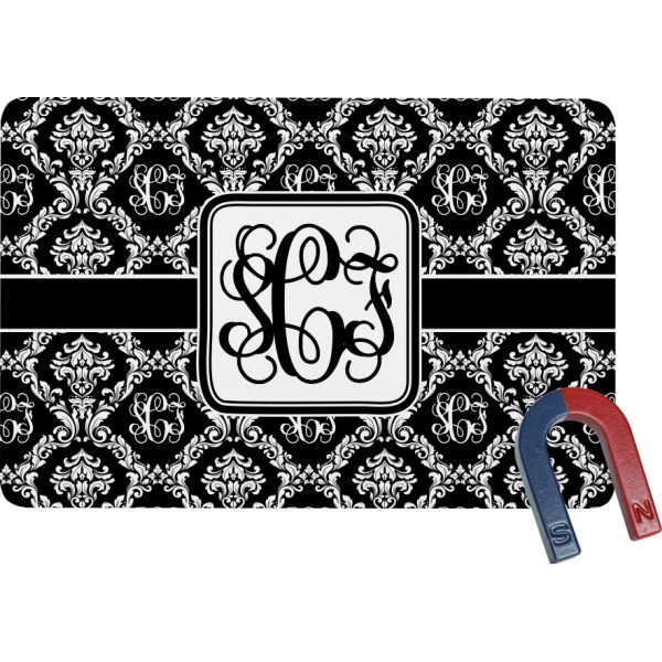 Custom Monogrammed Damask Rectangular Fridge Magnet (Personalized)