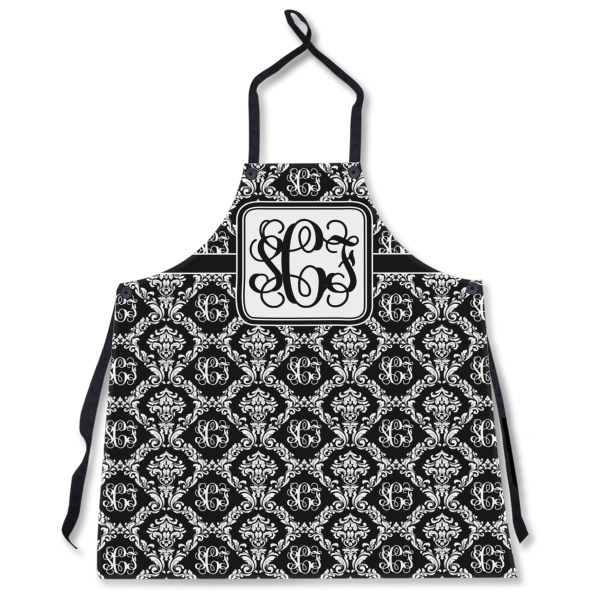 Custom Monogrammed Damask Apron Without Pockets