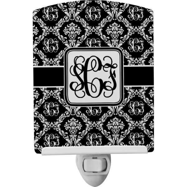 Custom Monogrammed Damask Ceramic Night Light (Personalized)