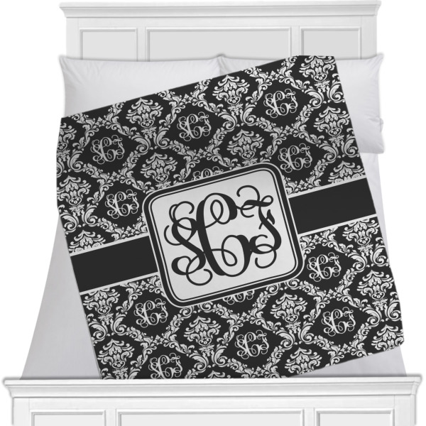 Custom Monogrammed Damask Minky Blanket - 40"x30" - Single Sided (Personalized)