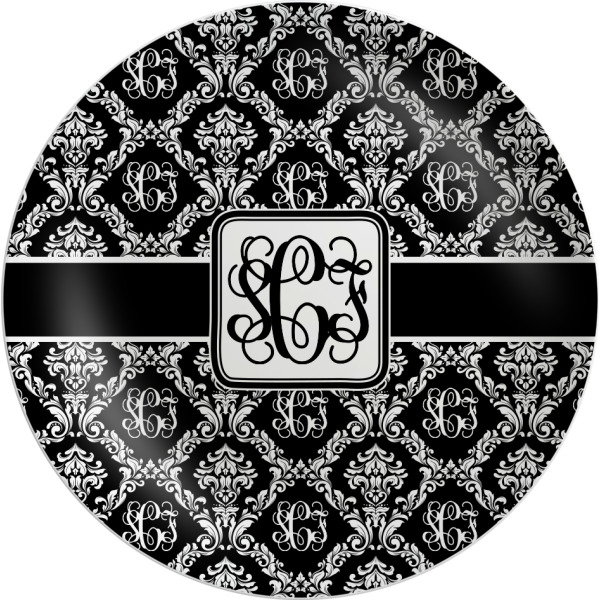 Custom Monogrammed Damask Melamine Plate (Personalized)