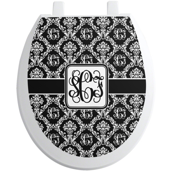 Custom Monogrammed Damask Toilet Seat Decal (Personalized)