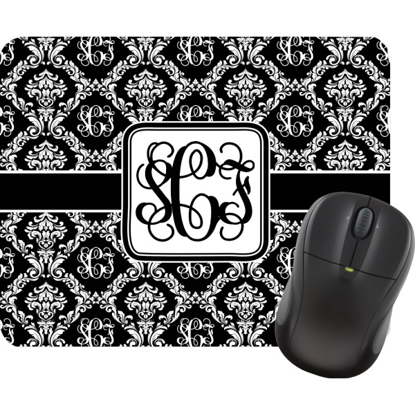 Custom Monogrammed Damask Rectangular Mouse Pad (Personalized)