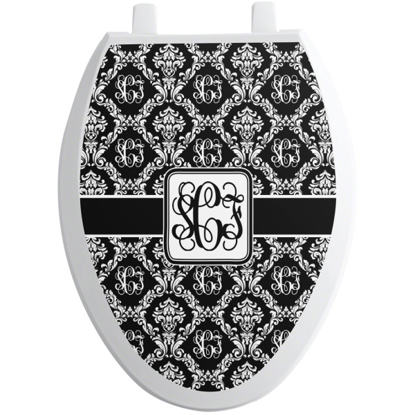 Custom Monogrammed Damask Toilet Seat Decal - Elongated (Personalized)