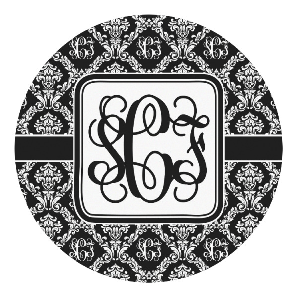 Custom Monogrammed Damask Round Decal - Small (Personalized)