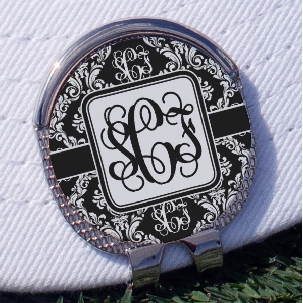 Custom Monogrammed Damask Golf Ball Marker - Hat Clip