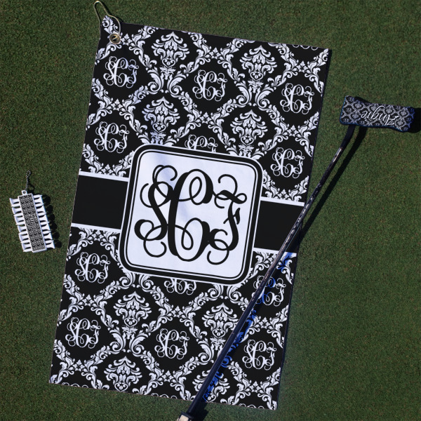 Custom Monogrammed Damask Golf Towel Gift Set (Personalized)