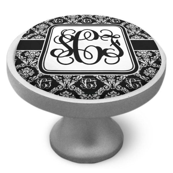 Custom Monogrammed Damask Cabinet Knob