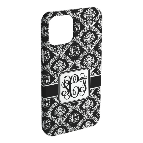 Custom Monogrammed Damask iPhone Case - Plastic - iPhone 15 Plus