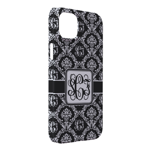 Custom Monogrammed Damask iPhone Case - Plastic - iPhone 14 Plus