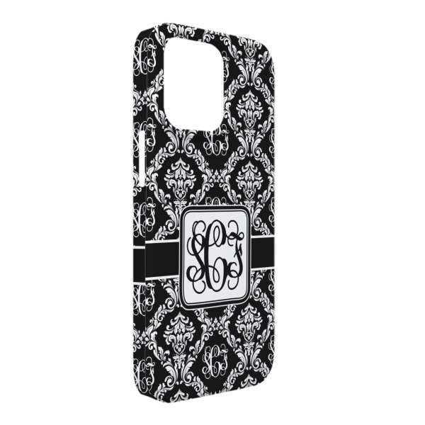 Custom Monogrammed Damask iPhone Case - Plastic - iPhone 13 Pro Max