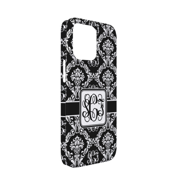 Custom Monogrammed Damask iPhone Case - Plastic - iPhone 13 Mini