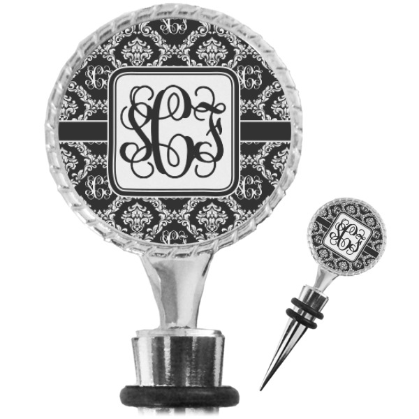 Custom Monogrammed Damask Wine Bottle Stopper (Personalized)