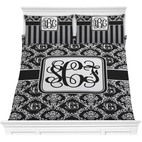 Custom Monogrammed Damask Comforter Set - Full / Queen (Personalized)