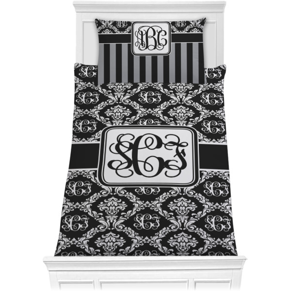 Custom Monogrammed Damask Comforter Set - Twin (Personalized)