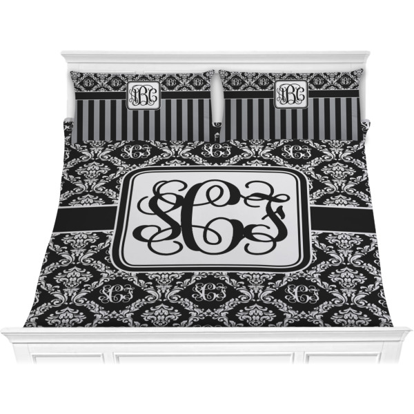 Custom Monogrammed Damask Comforter Set - King (Personalized)