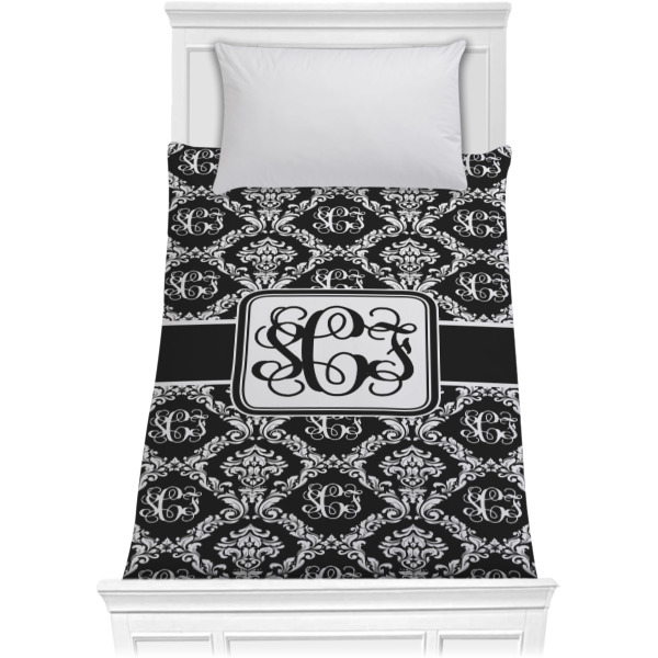 Custom Monogrammed Damask Comforter - Twin (Personalized)