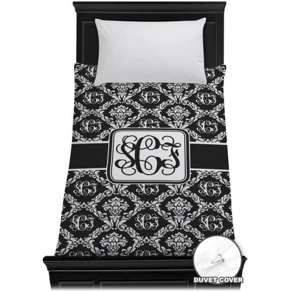 Custom Monogrammed Damask Duvet Cover - Twin (Personalized)