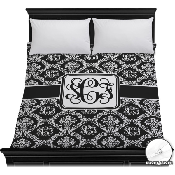 Custom Monogrammed Damask Duvet Cover - Full / Queen (Personalized)