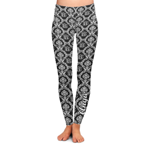 Custom Monogrammed Damask Ladies Leggings - Extra Large (Personalized)