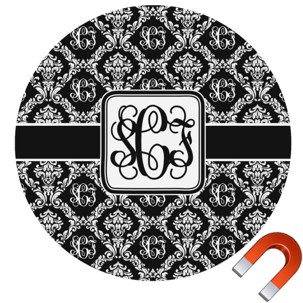 Custom Monogrammed Damask Car Magnet (Personalized)