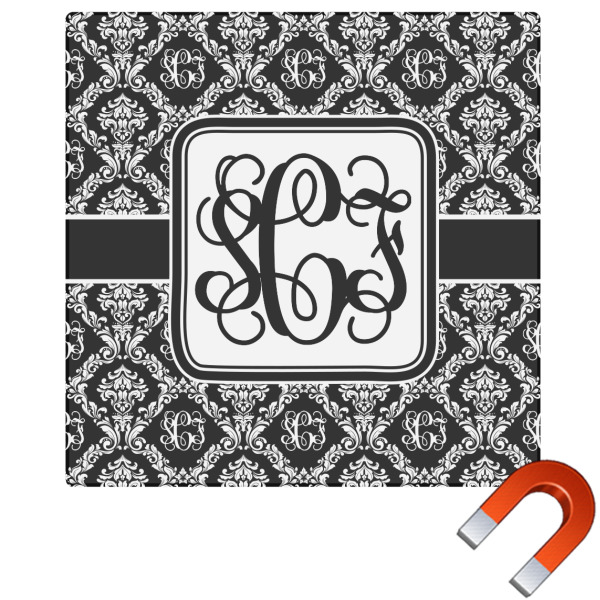 Custom Monogrammed Damask Square Car Magnet - 6" (Personalized)