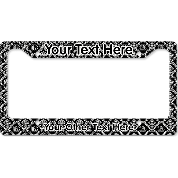 Custom Monogrammed Damask License Plate Frame - Style B