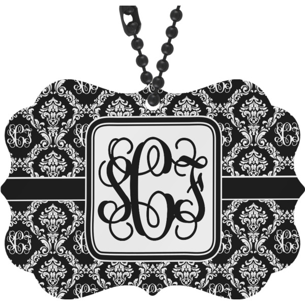 Custom Monogrammed Damask Rear View Mirror Decor (Personalized)