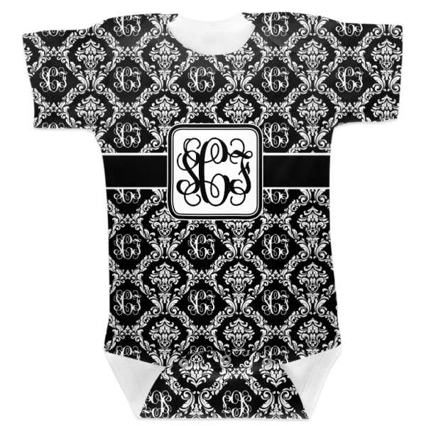 Custom Monogrammed Damask Baby Bodysuit 12-18 (Personalized)