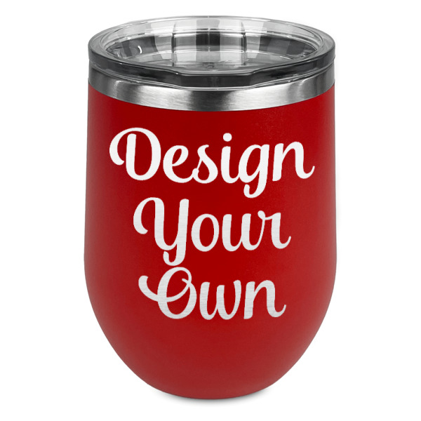 Custom Design Your Own Stemless Stainless Steel Wine Tumbler - Red - Single-Sided