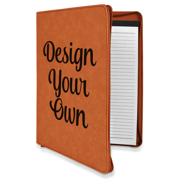 Custom Design Your Own Leatherette Zipper Portfolio with Notepad - Double-Sided