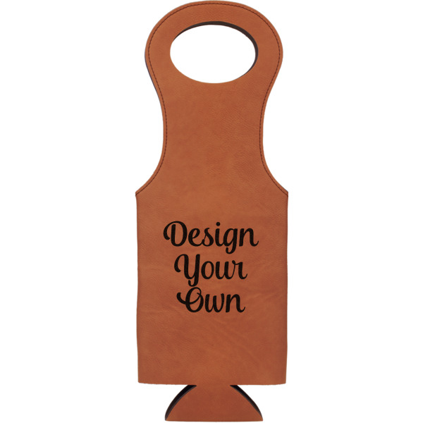 Custom Design Your Own Leatherette Wine Tote - Single-Sided