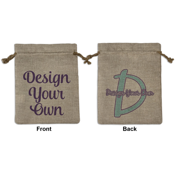 Custom Design Your Own Burlap Gift Bag - Medium -Double-Sided