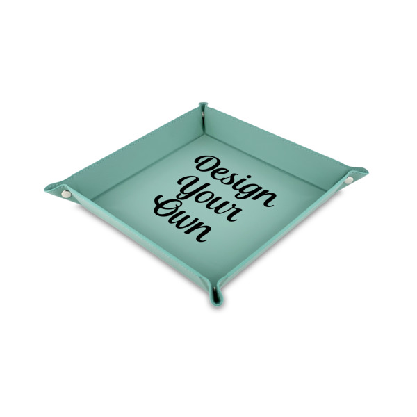 Custom Design Your Own Faux Leather Valet Tray - 6" x 6" - Teal