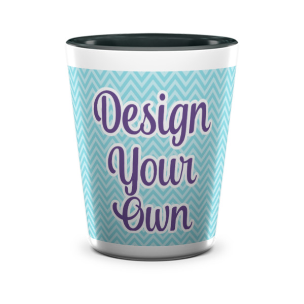 Custom Design Your Own Ceramic Shot Glass - 1.5 oz - Two Tone - Set of 4