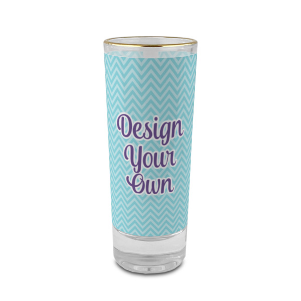 Custom Design Your Own 2 oz Shot Glass - Glass with Gold Rim - Single