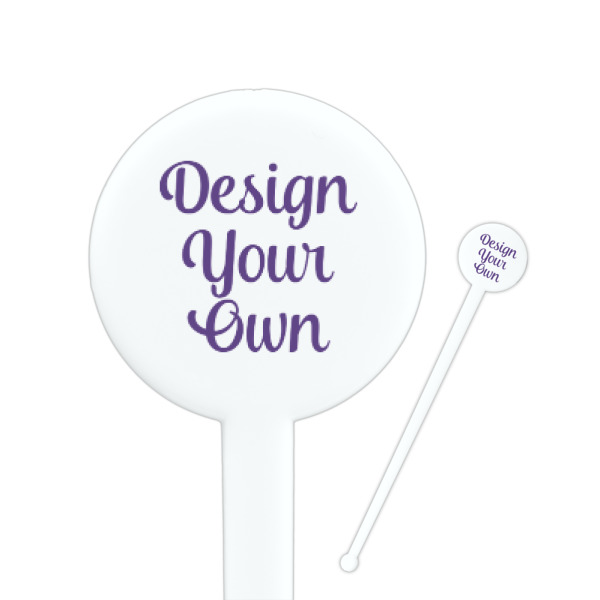 Custom Design Your Own 7" Round Plastic Stir Sticks - White - Double-Sided