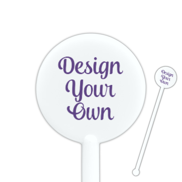 Custom Design Your Own 5.5" Round Plastic Stir Sticks - White - Double-Sided