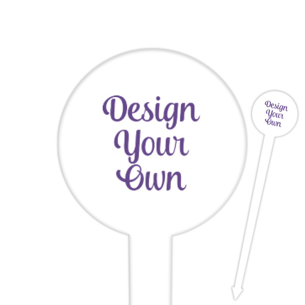 Custom Design Your Own 6" Round Plastic Food Picks - White - Single-Sided