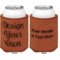 Custom Design - Cognac Leatherette Can Sleeve - Double Sided Front and Back