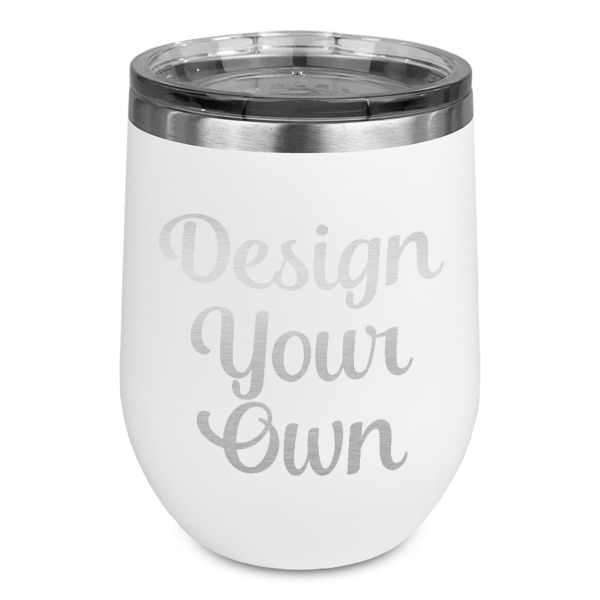 Custom Design Your Own Stemless Stainless Steel Wine Tumbler - White - Single-Sided