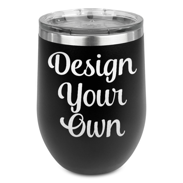 Custom Design Your Own Stemless Stainless Steel Wine Tumbler - Black - Single-Sided