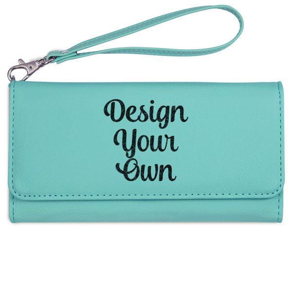 Custom Design Your Own Ladies Leatherette Wallet - Laser Engraved - Teal